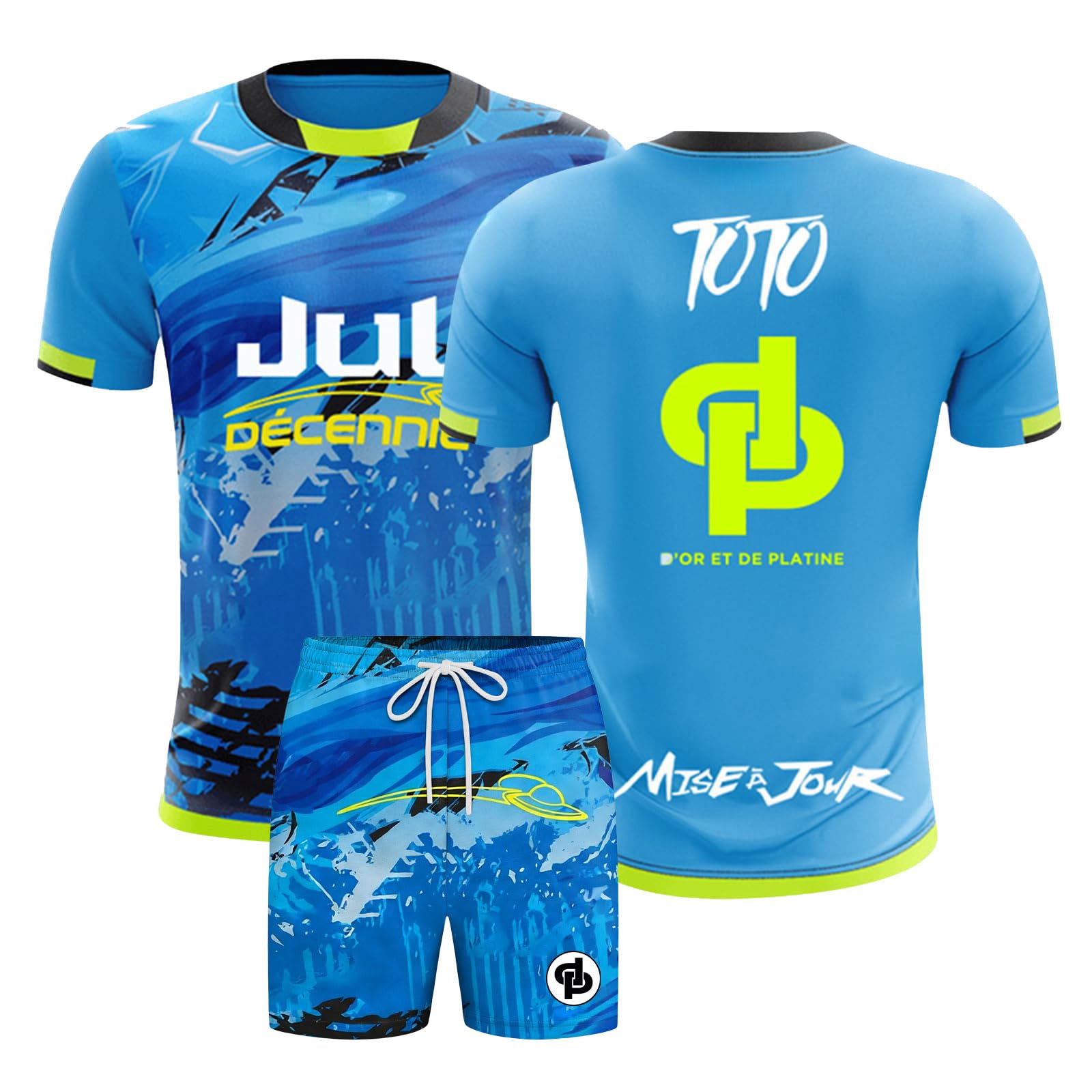 T Shirt JUL Hommes Femmes JUL Maillot de Foot Enfant Cadeaux des Fans avec Nom Numéro Football Tee Shirt Short pour Enfant Adulte Hommes Femmes Cadeau Confortable Fans Football Streetwear Sport