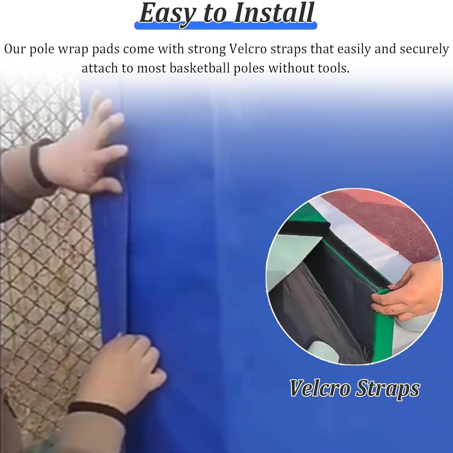 2m/6.6ft Tall Post Padding Safety Post Wrap Around for Player Protection, Outdoor Basketball Hoop Padded Pole Column Cover for Playgrounds/Sports Court,Blue,20x20cm/7.8x7.8''