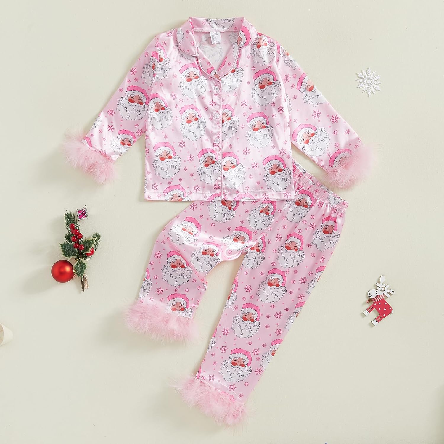 Toddler Baby Girl Boy Silk Satin Pajamas Set Button Down Pjs Kids Long Sleeve Shirt Pants Christmas Pjs Sleepwear - Image 7
