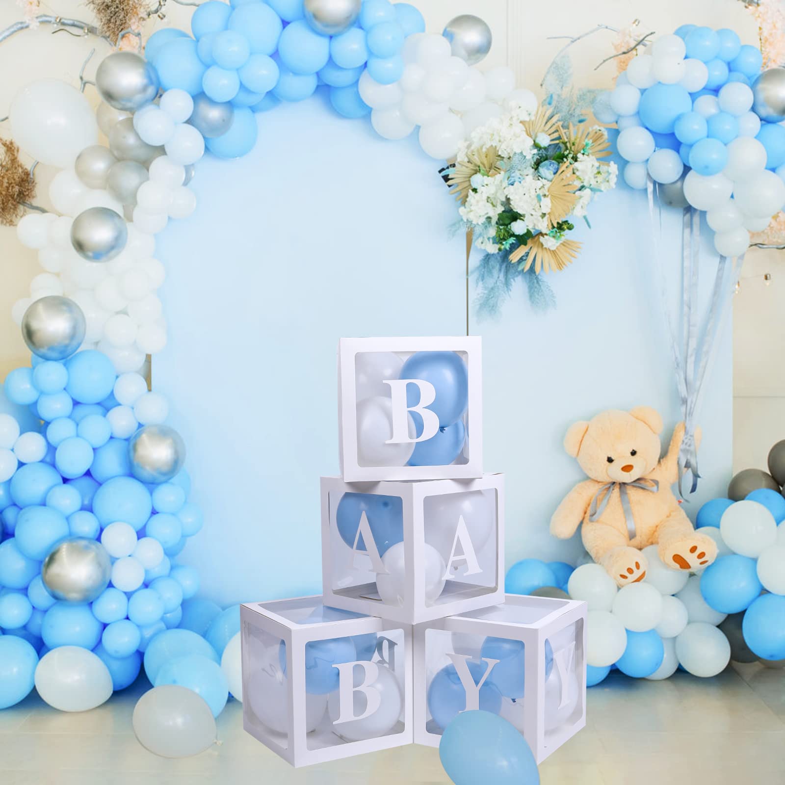 Kit Caixas Revelação Chá De Bebê - 4 Caixas Transparentes Com Letras