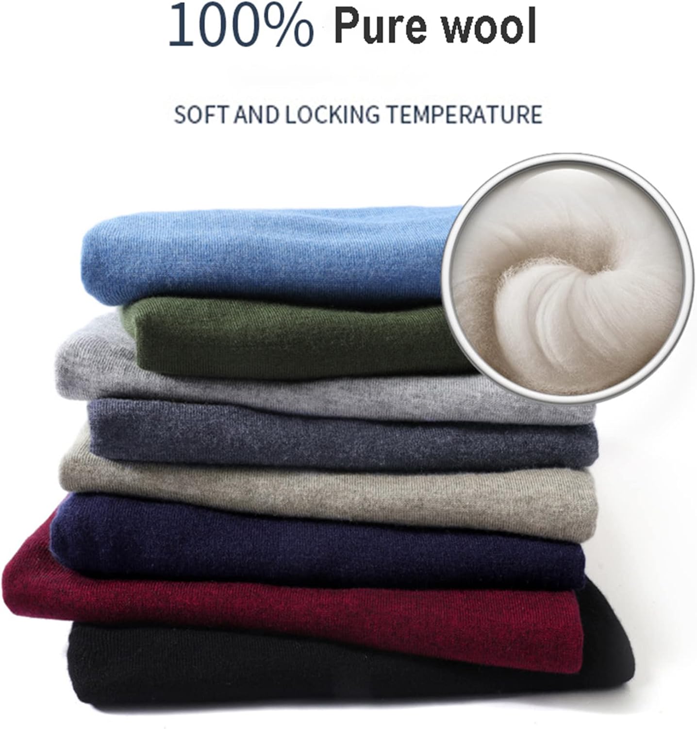 CYGE Men's Basic Merino Wool Sweater Fall/Winter Men's Crewneck Knitted Pullover M-3XL