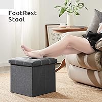 Vista 7 de YOUDENOVA 15 inches Storage Ottoman Cube, Foldable Storage Boxes, Padded Seat for Dorm Living Room, Support 300lbs, Line Fabric Grey
