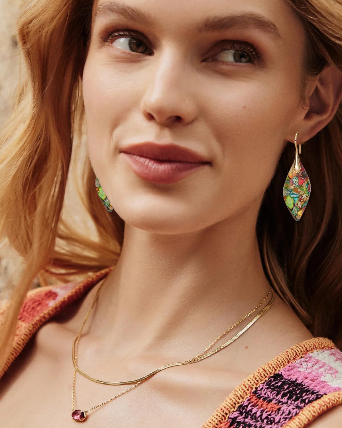 Natural Stone Earrings Multishape Dangle Drop Earrings Boho Stone Earring for Women - Image 3