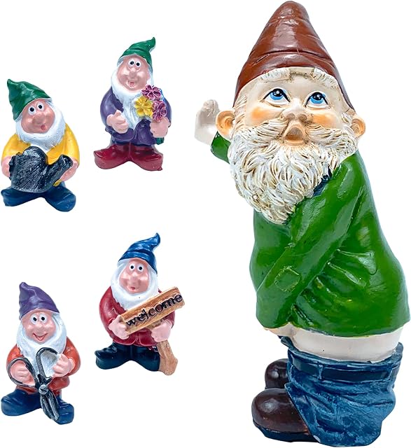 5PCS Garden Gnomes Ornaments Outdoor Statues,Naughty Funny Waterproof Resin Gnomes Garden for Patio Yard Lawn Gift