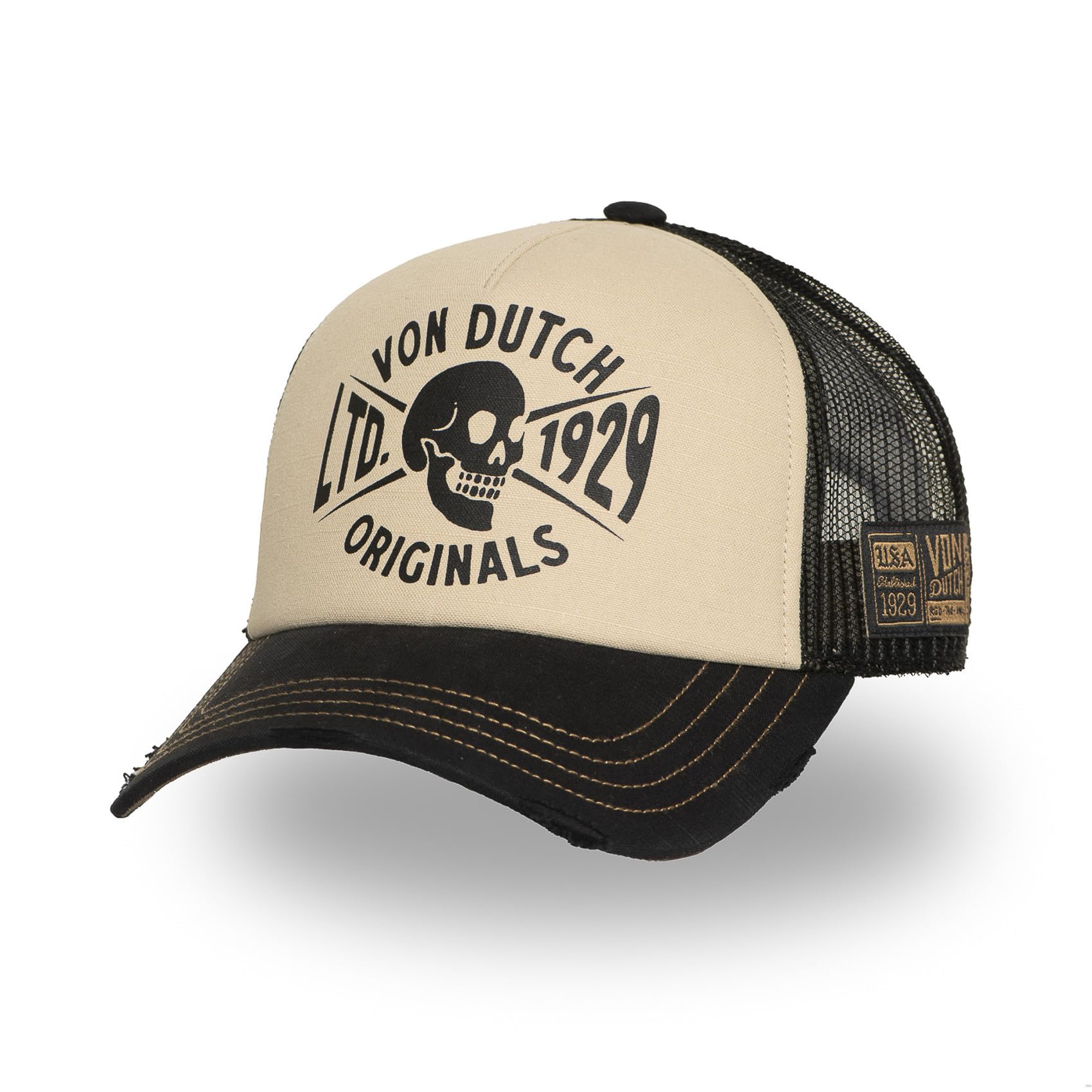 Von Dutch Men's Black/Beige & Wo's Adjustable Snapback Cap, Multicoloured, Size Tu