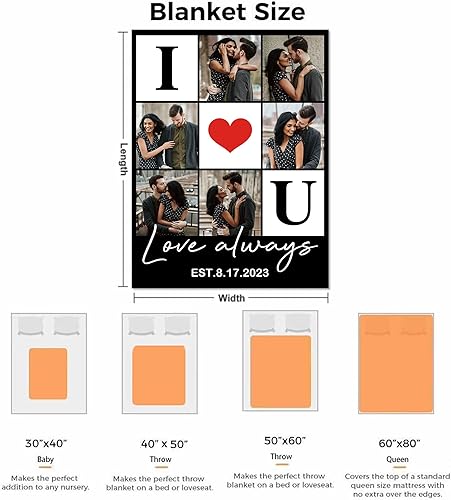 Miniatura 7 de Mantas personalizadas con imagen hecha en Estados Unidos, manta de fotos personalizada para novia, novio, esposa, marido, parejas, regalos para