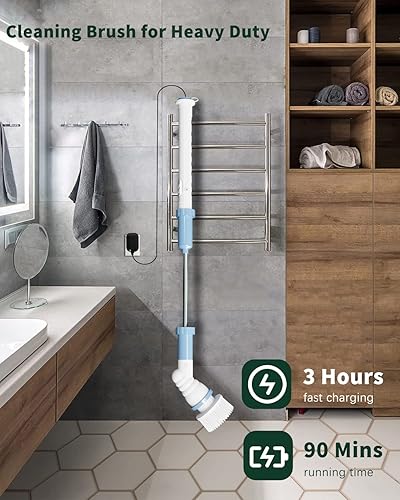 Miniatura 6 de Lavador eléctrico giratorio inalámbrico para ducha eléctrico para limpieza cepillos para limpieza de baño bañera azulejos lechada limpiador