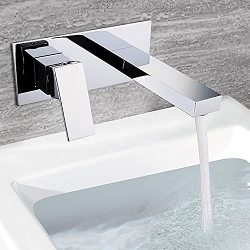 Miniatura 3 de sumerain Grifo de lavabo montado en la pared y válvula áspera incluida, acabado cromado, mango único para zurdos