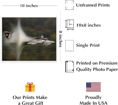 US Navy F-14 Tomcat Fighter Jet - American Military Wall Art Patriotic Decor for Man Cave Office Garage - 8x10 Unframed Print