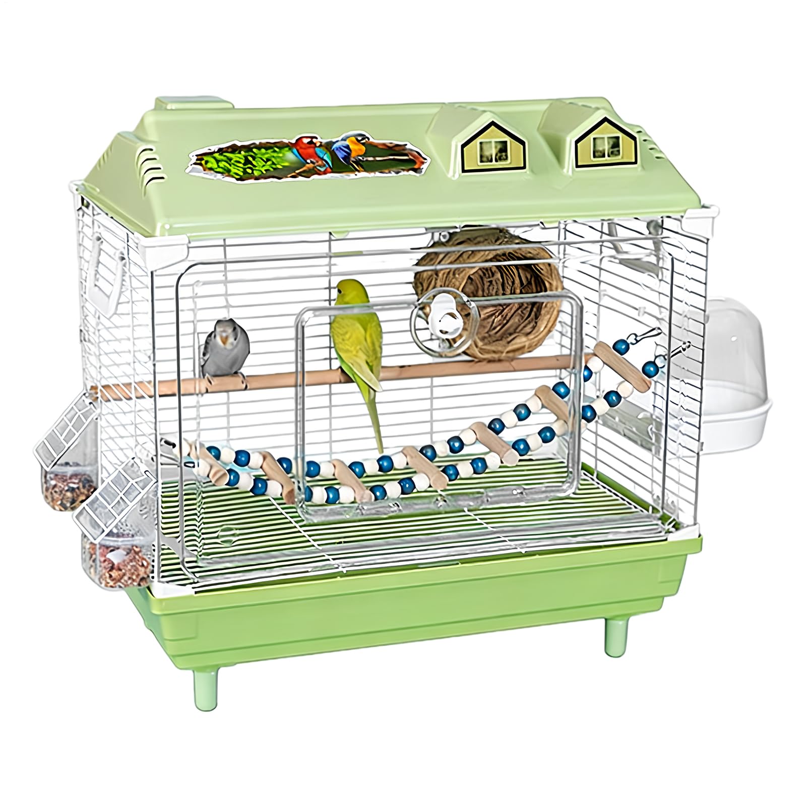 Jaula para Aves y Pájaros Transportín Transparente Portátil Para Cacatúas | Jaula Para Conuros Con Percha De Madera para en Interior para Cacatúas, Guacamayos, Conuros, Agapornis y Pinzones