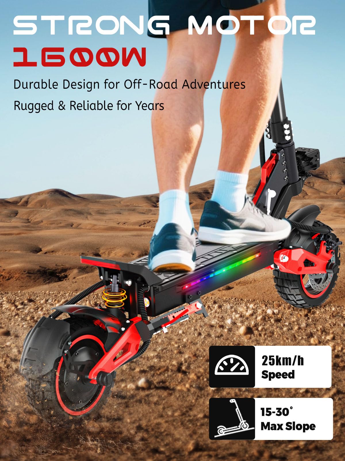 1600W Patinete Eléctrico Adultos Plegable Autonom 45-55KM,48V/18Ah Batería | Ruedas 10.5" Todoterreno Electric Scooter Doble Frenado Sistema Patinete Electrico Plegable Capacidad Carga 150kg 25km/h