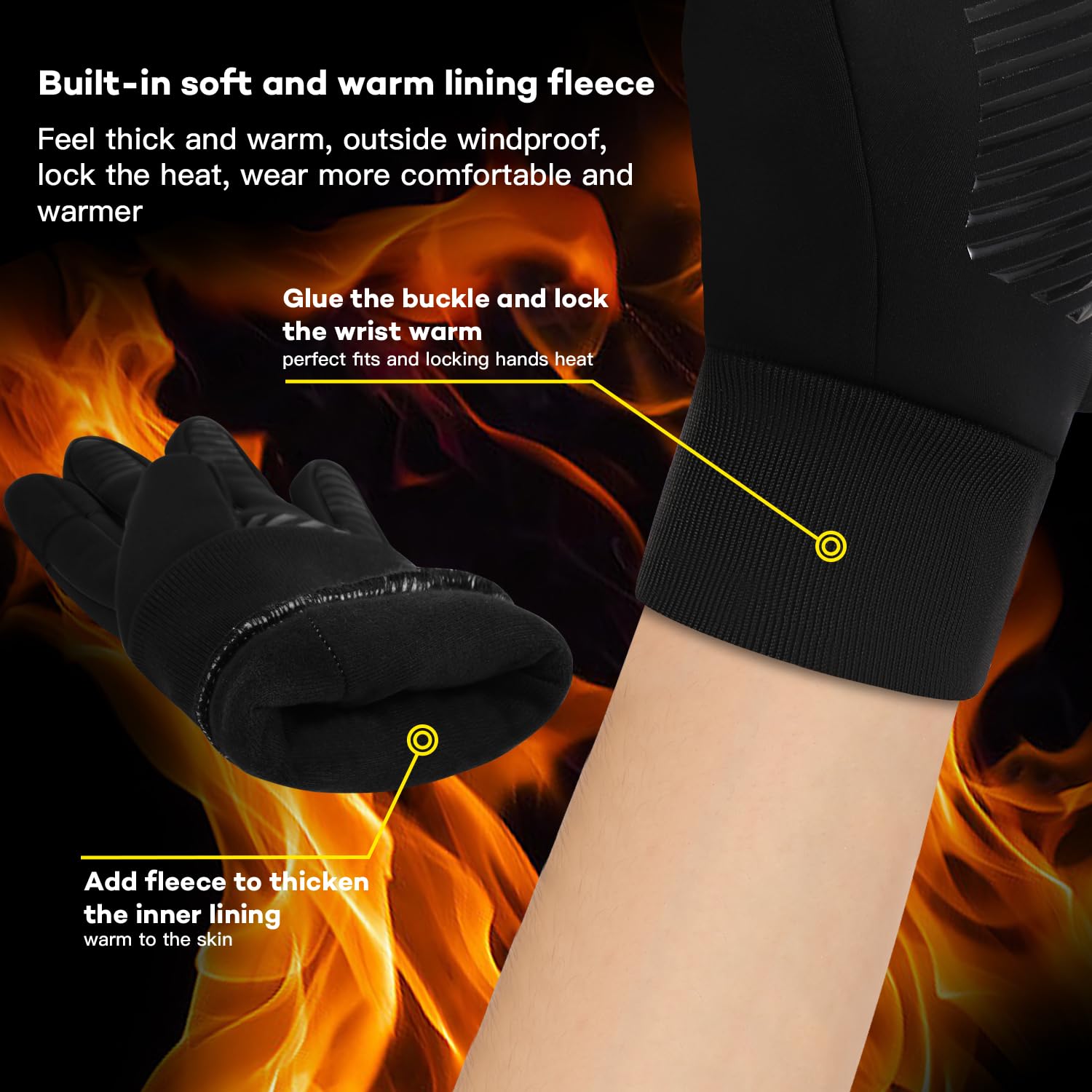 kyncilor Guanti Invernali Impermeabili Uomo,Guanti Moto Invernali Donna, Fodera Soffice, Touch Screen, Silicone Antiscivolo, Guanti Termici per Sci, Bici, Corsa