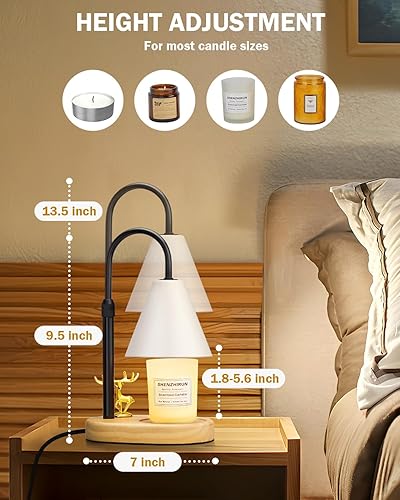 Miniatura 2 de OAK LEAF Lámpara calentadora de velas regulable con 2 bombillas, derretidor eléctrico de velas con temporizador, lámpara de vela de fragancia