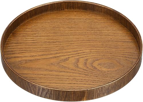 PATIKIL Bandeja de madera para servir de 8 pulgadas, bandeja decorativa redonda para decoración del hogar, cocina, mesa, portavelas, color marrón