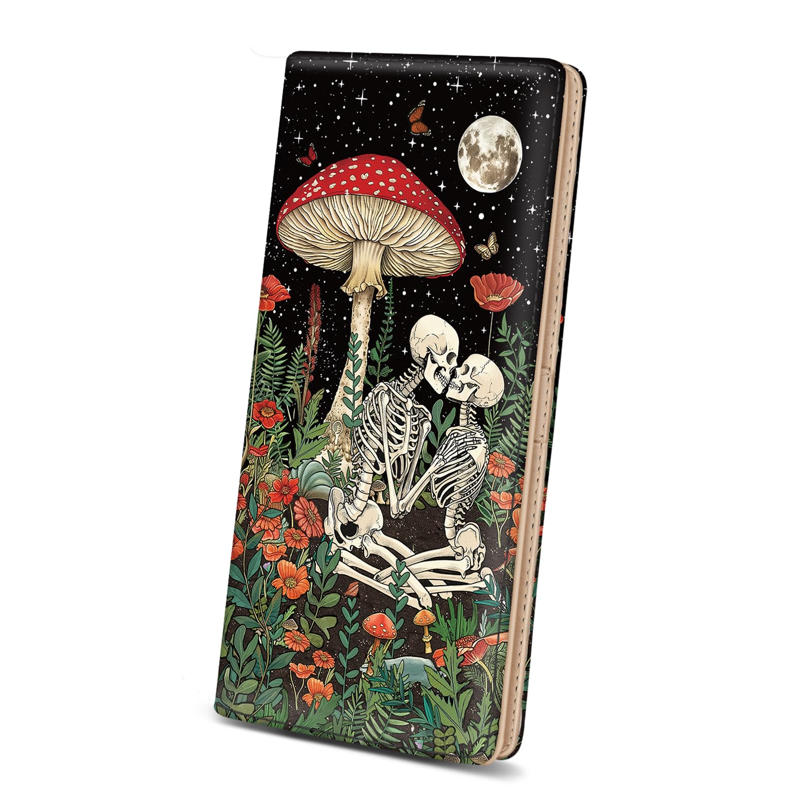 Sponsored Ad - Womens Wallet, Mushroom Skull Slim Thin RFID Blocking Credit Card Wallets, Long Bifold PU Leather Card Holder Organizer, Goth Cash Clutch Billfold with Zipper Coin Pocket Ladies Girls Gift