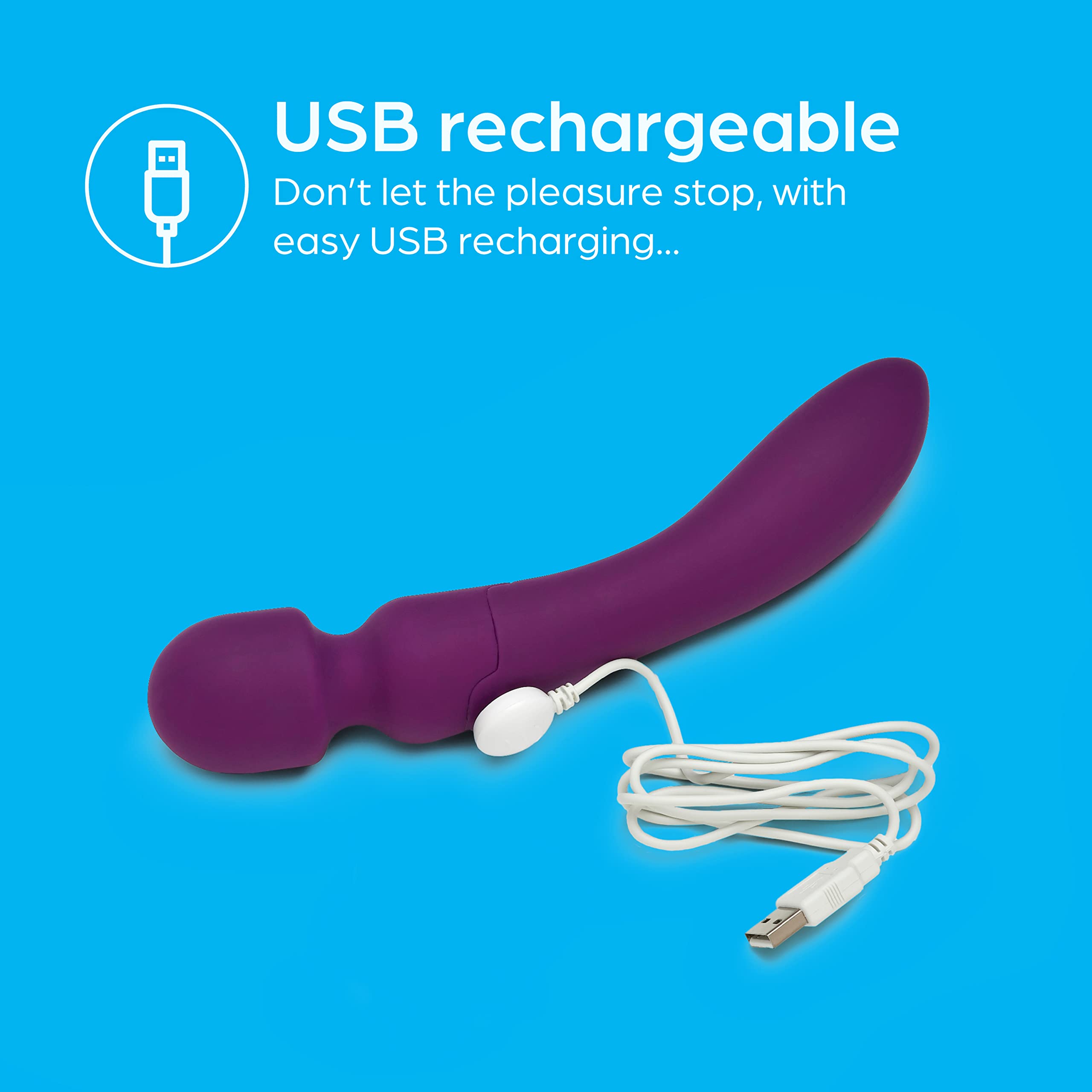 So Divine Purple Wicked Game Magic Wand Vibratore massaggiante, 3 opzioni di velocità con 7 modelli di passione pulsanti, impermeabile e ricaricabile tramite USB