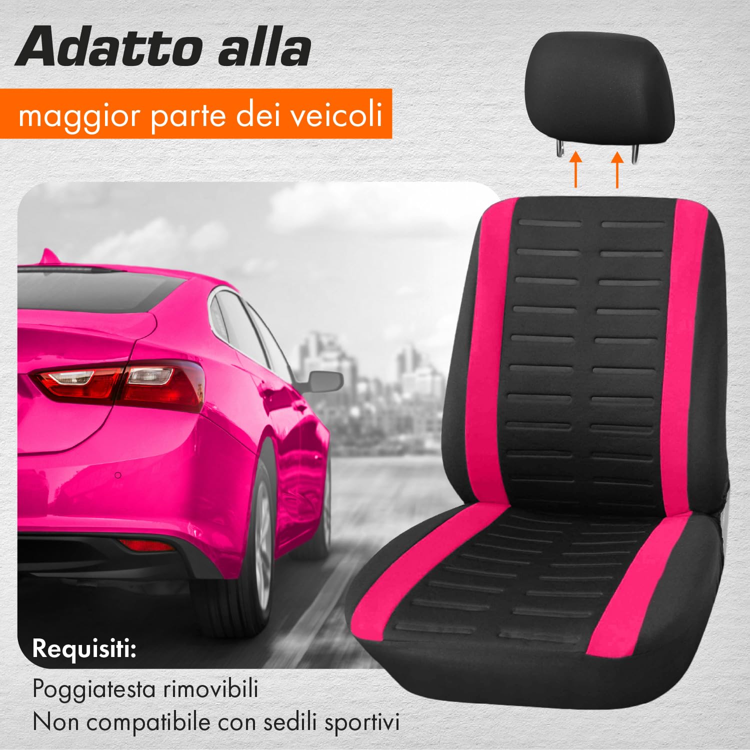 Coprisedili Auto Anteriori Upgrade4cars In Poliestere | Set Universale Per Guida E Passeggero | Design Sportivo Antiscivolo