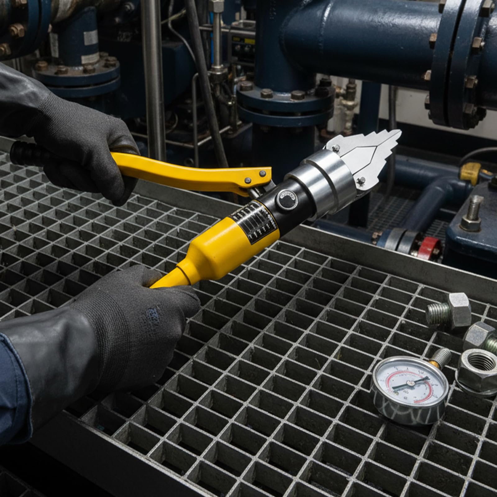 12T Hydraulische Flanschspreizer, Hydraulischer Spreizer, Manuelles Hydraulisches Spreizwerkzeug, Tragbarer Integrierter Hydraulikspreizer für Rohrleitungsreparatur Bau