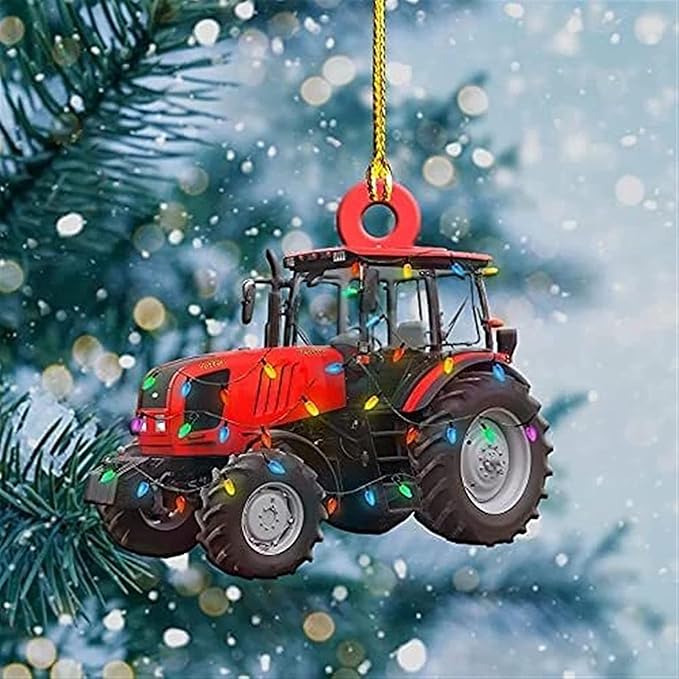 Christmas Tree Wooden Ornaments Hanging Crafts, Ship Trucks, Fire Trucks, Excavator Pendants, Christmas Party Gifts