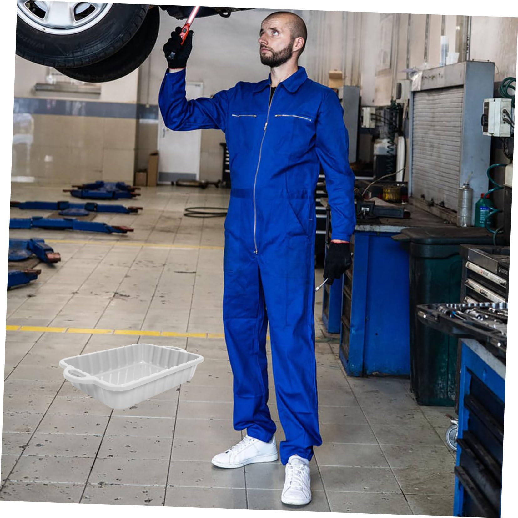 Alipis Bac de Vidange Grosse Capacité pour Huile Moteur en Plastique Épais Plateau de Récupération Polyvalent pour Réparation et Entretien Automobile pour Garage