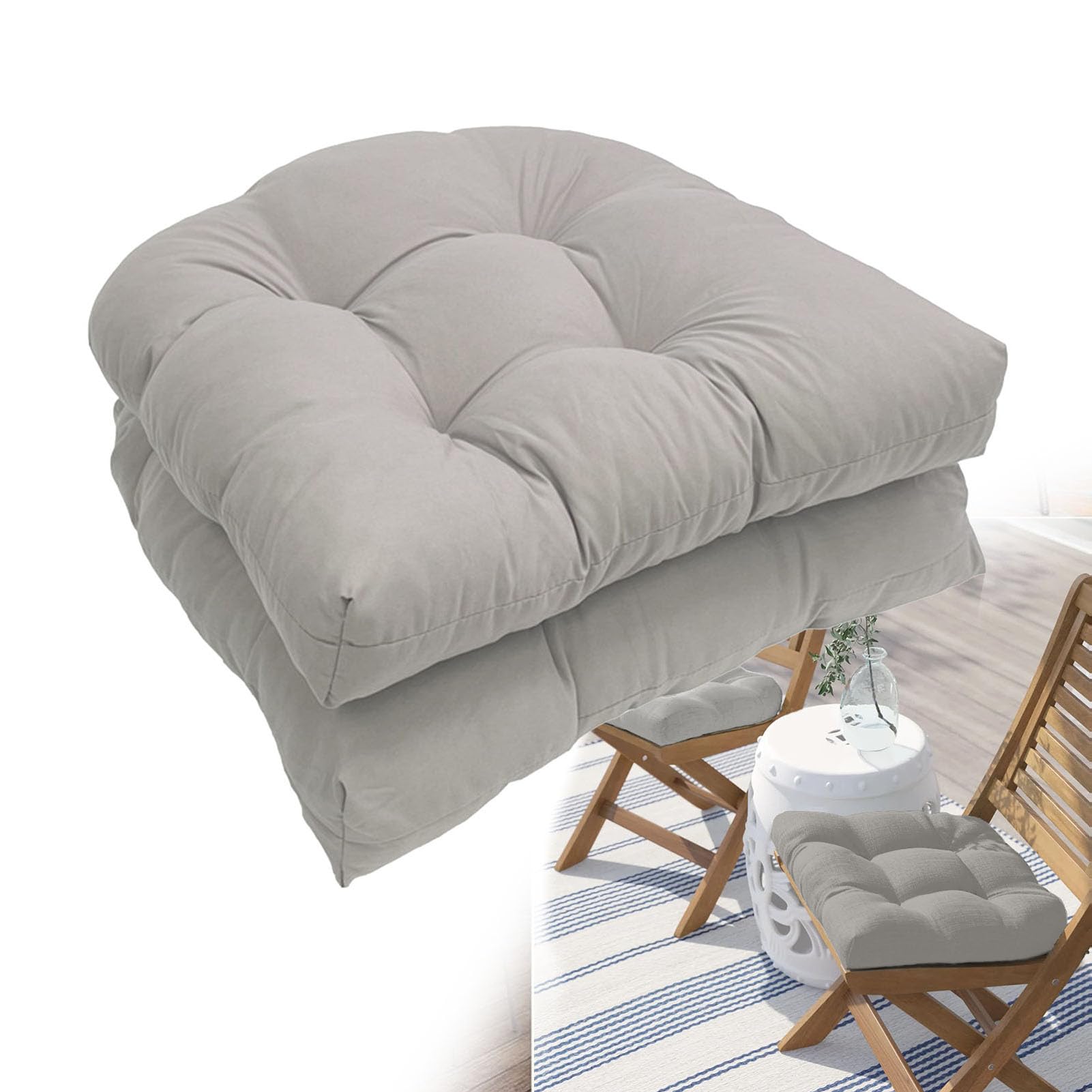 Coussins de Siège en Osier 2 Pièces en Forme De U, Coussin pour Fauteuil de Jardin, Coussin de Chaise de Remplacement en Rotin pour Salon Terrasse Balcon Bureau F