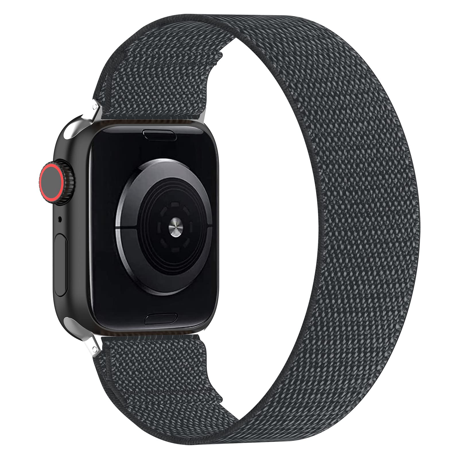 BMBEAR Stretchy Solo Loop Bands Compatible with Apple Watch 38mm 40mm 41mm Braided Elastic Weave Nylon Wristbands Women Men Straps for iWatch Series 7/6/5/4/3/2/1/SE Dark Black — view 19