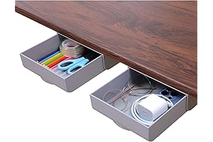 2 Pack Under Desk Drawer Self-Adhesive Hidden Desktop Organizer