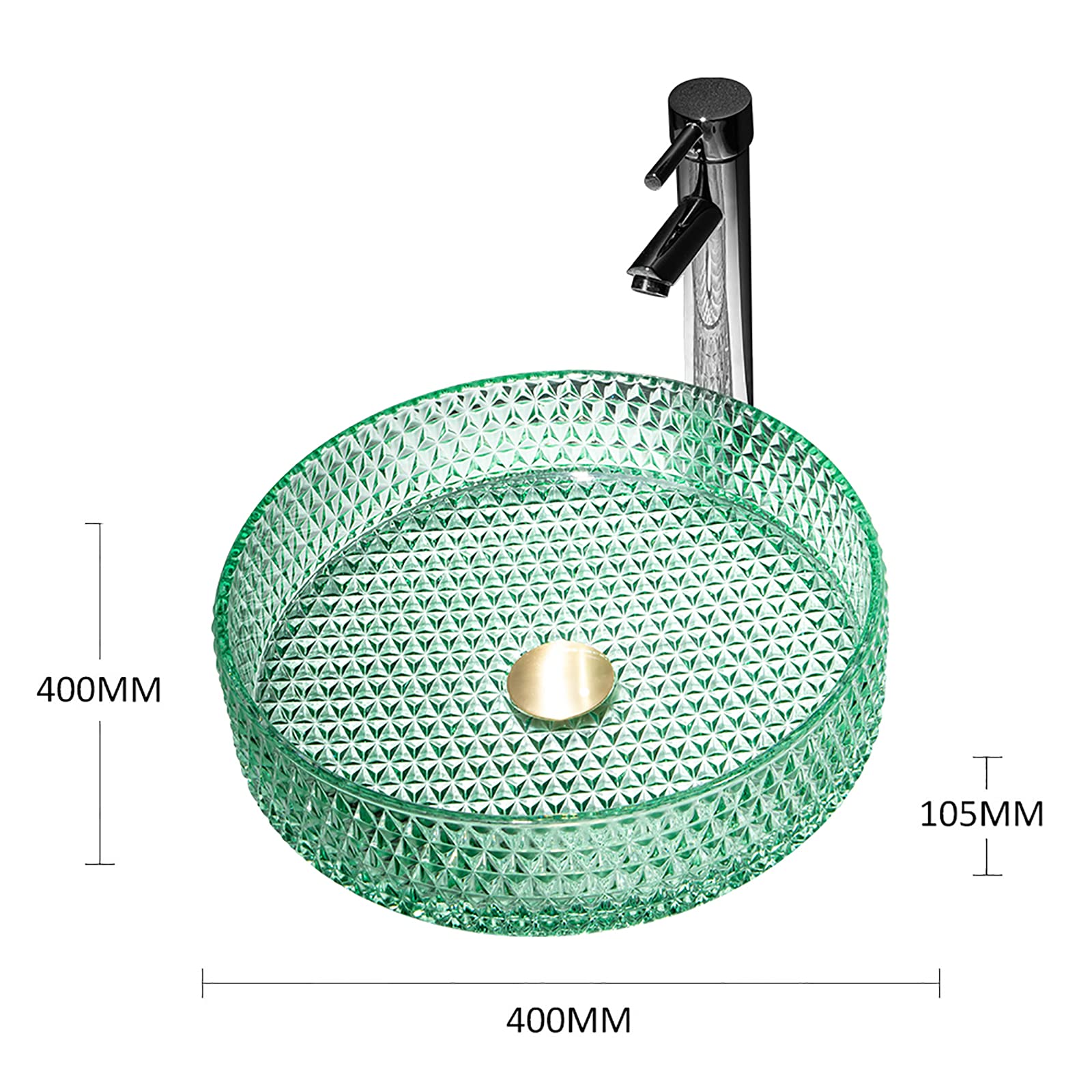 Lavabo de baño Vanidad Recipiente de Vidrio Lavabo Tazón Lavabo cilíndrico sobre encimera Lavabo sobre encimera Lavabo artístico con Grifo y desagüe emergente,Black