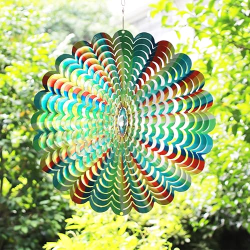 Miniatura 9 de Spring Song Molinillo de viento 3D de acero inoxidable para interiores y exteriores, árbol de la vida, decoración de jardín, manualidades, adornos