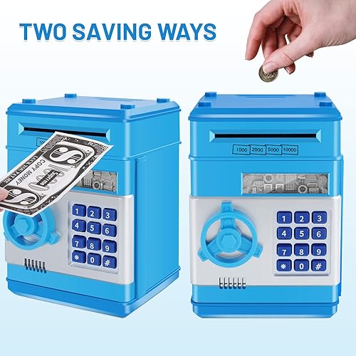 Miniatura 3 de GuDoQi Alcancía con contraseña, banco de dinero electrónico digital, mini cajero automático para ahorrar monedas, juguetes de regalo de cumpleaños