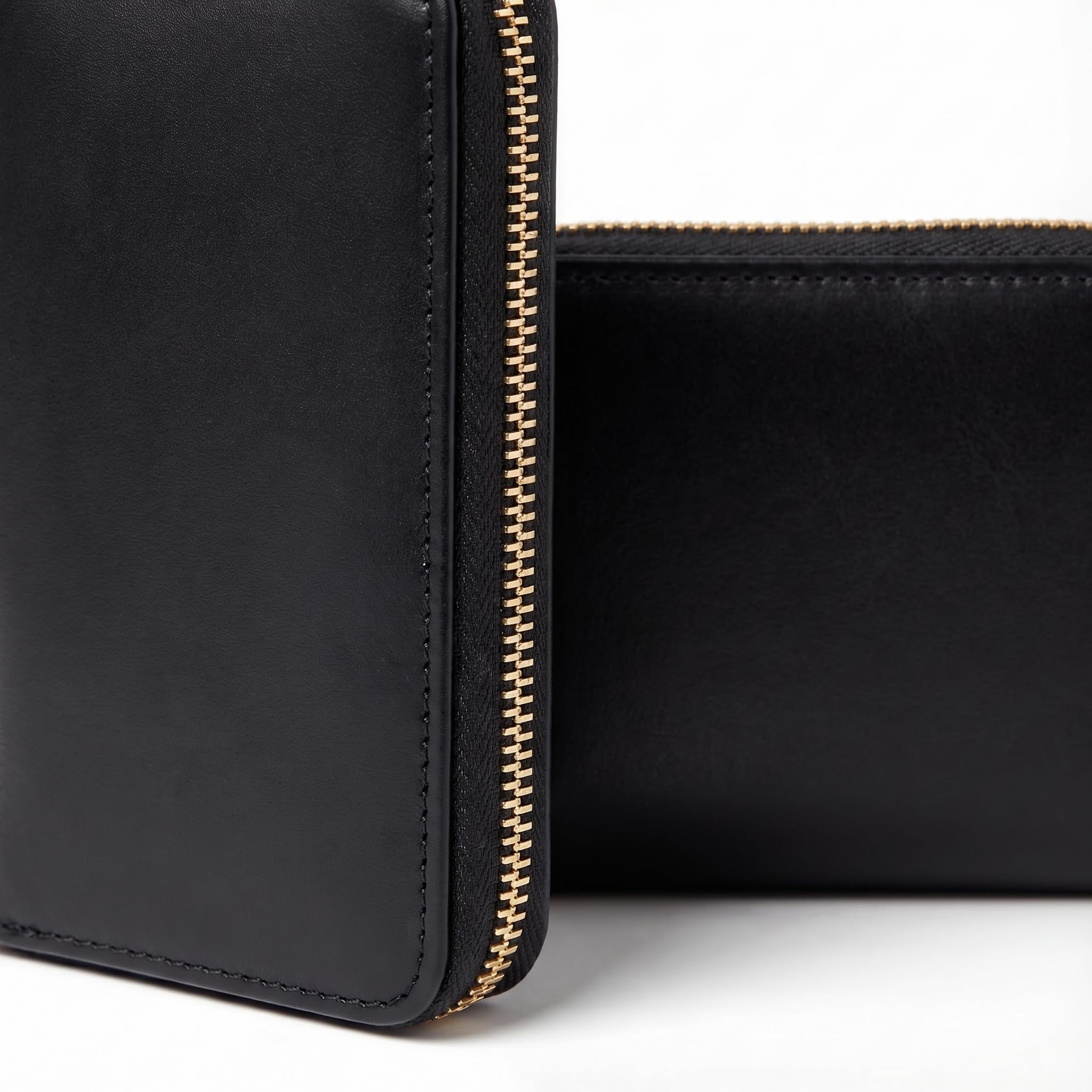 MillyMilk® Leder Geldbörse Groß Pura – Damen Portemonnaie Clutch mit Handyfach – Gepolsterte Kunstleder Brieftasche Vegan mit Vielen Fächern für 16 Karten, Münzen & Scheine (SCHWARZ)