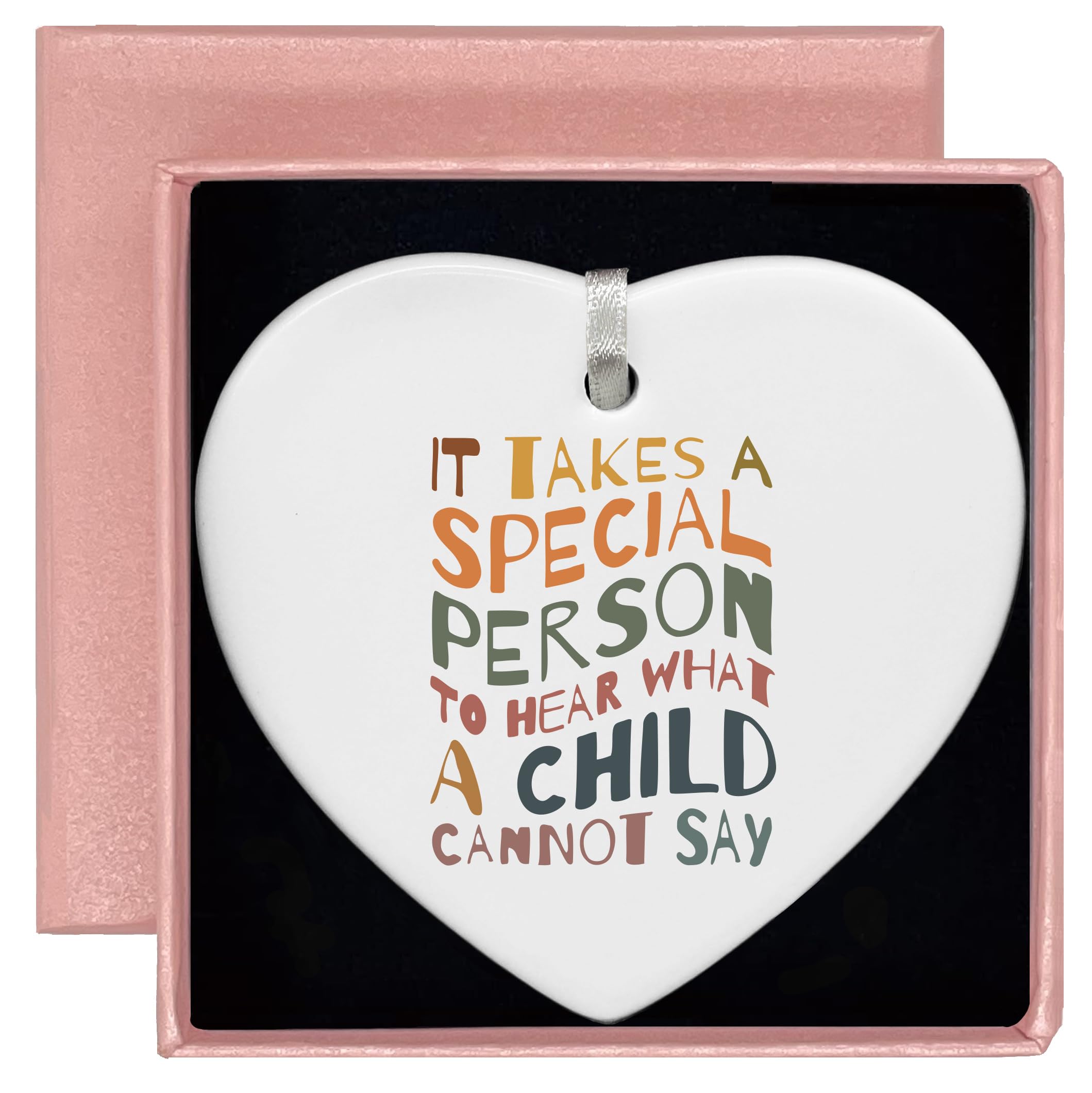 Zvmis White It Takes A Special Person To Hear What A Child Cannot Say Hoodie-Thank You Gift,Special Ed Teacher Gifts,Behavior Analyst Gifts,Sped Teacher Gift-Teacher Appreciation Gift-Heart Shaped Ornament