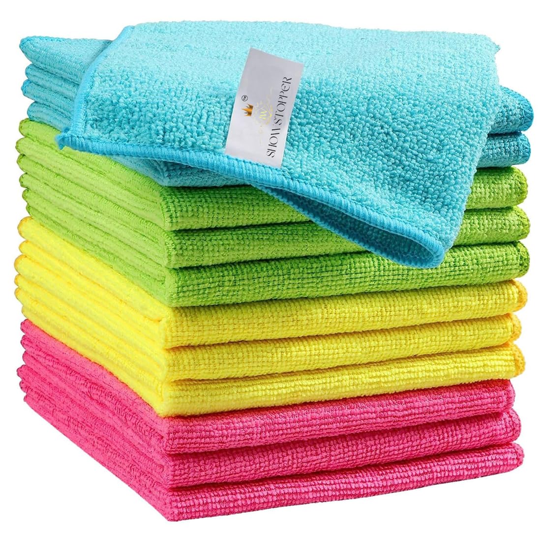 Showstopper Microfiber Cleaning Cloth - 12 Pack (40cm x 40cm) - Kitchen Towels, Car Wash Cloth (Green, Blue, Yellow, Red). (B0CNXZB95H) Amazon Price History, Amazon Price Tracker