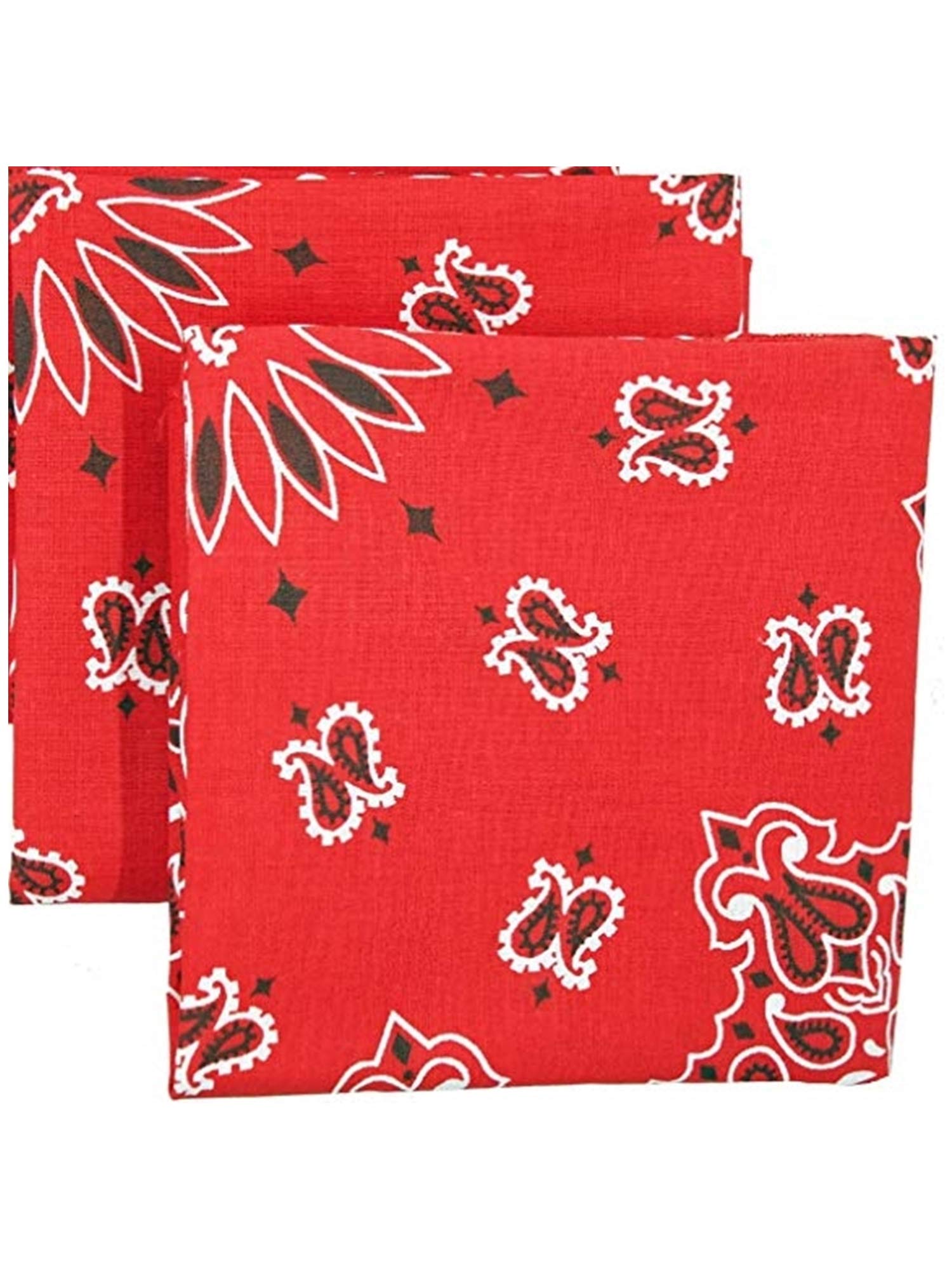Hav-A-HankBandana 2 Pack Red Paisley 100% Cotton Handkerchief With Sewn Edges