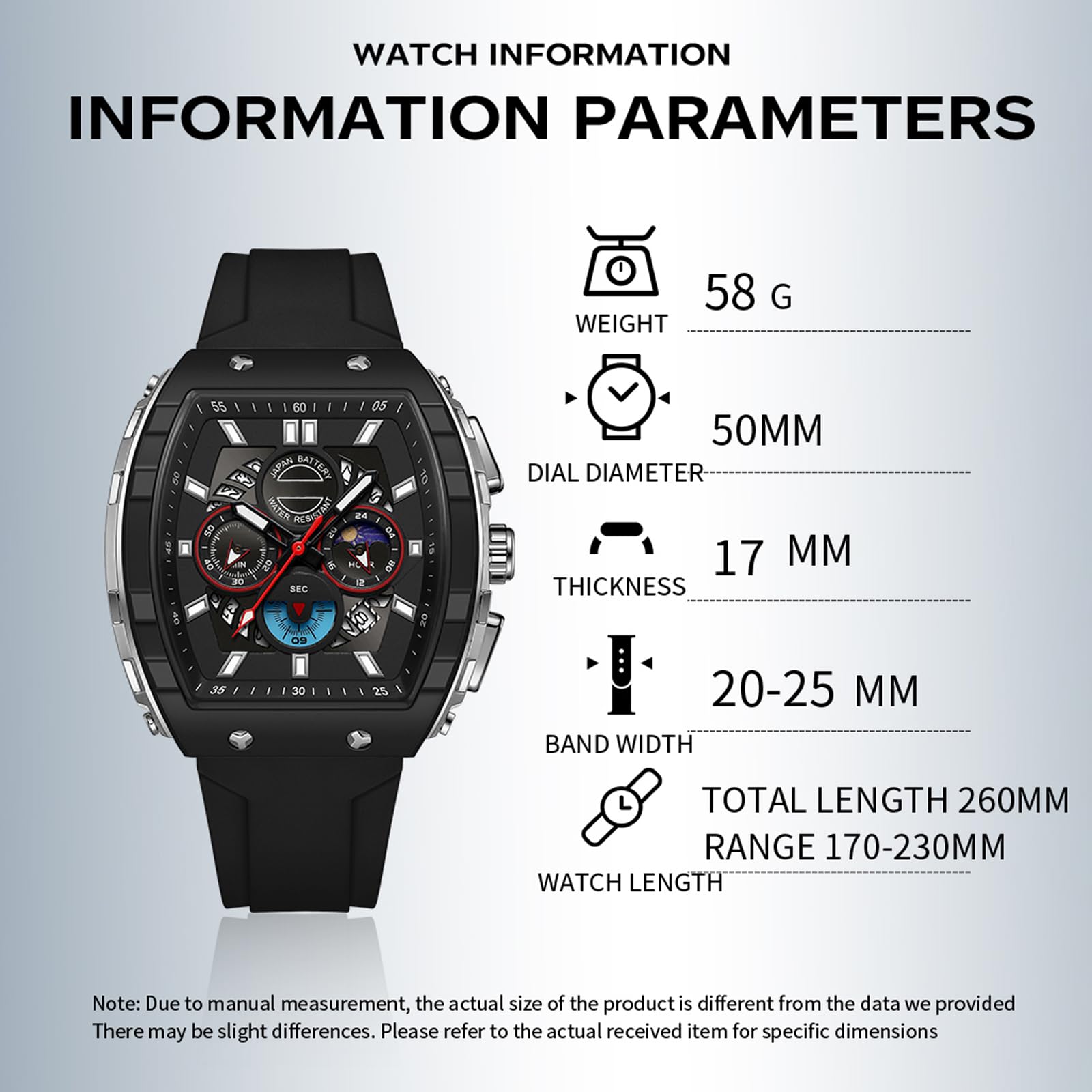 Orologio da polso da uomo, militare, impermeabile, digitale, da uomo, con display luminoso a LED, lancette analogiche e numeri digitali