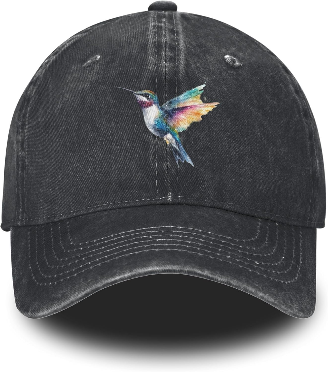 Printed Baseball Cap Adjustable Vintage Washed Distressed Denim Trucker Hat for Wom...