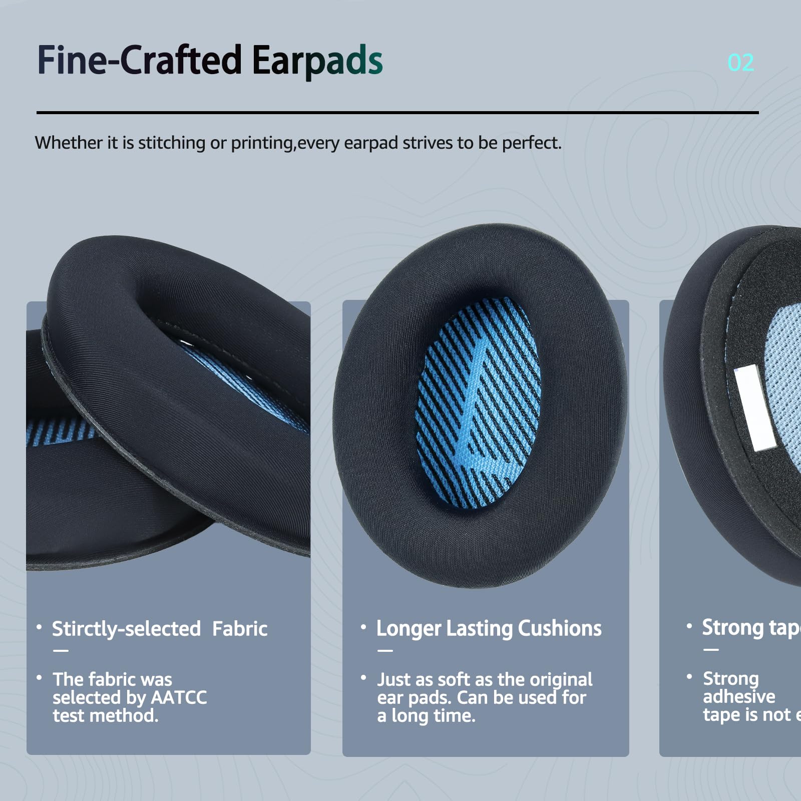 Fabric Comfort, Wzsipod Ear Pads for Bose QuietComfort 35/ QC35ii Headphones - Image 4