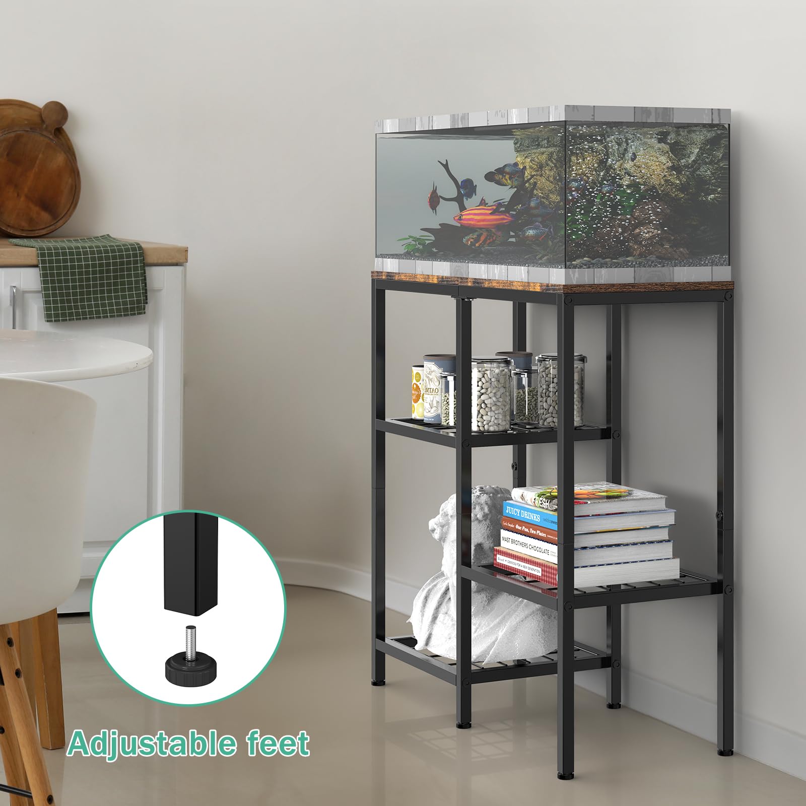 YBING Aquariumständer mit Ablage, 73,7 x 76,2 cm (L x B x H), 73,7 x 30,5 x 76,2 cm, Braun
