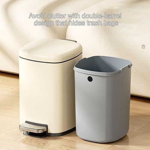 Miniatura 4 de Papelera de cocina, con cubo interior extraíble y tapa, cierre suave, cubo de basura con pedal para el hogar (gris, pequeño)