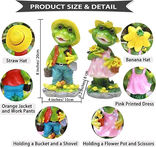 Miniatura 9 de WTREEW Estatua de jardín de ranas  Estatua de pareja de rana feliz para el hogar, jardín, patio, decoración de rana, regalo para padres, pareja,