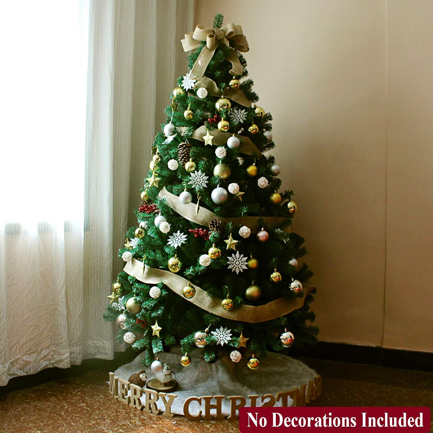 C-CHAIN 5ft Unlit Green Artificial Christmas Tree Lightweight Premium Pine Christmas Tree with Metal Stand, Easy to Assembly, Perfect for Indoor Holiday Decoration(Green, 5ft)