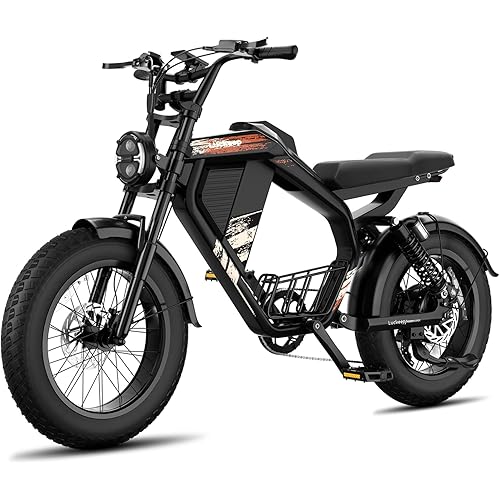 M5 Electric Bike for Adults/Teen, 2000W/2500W Peak Motor, 37.5/32 MPH, 48/52V, 15AH-40AH Dual Battery, 80/160 Miles 20" Fat Tire Electric Dirtbike, City Moped Electric Motorcycle for Adults
