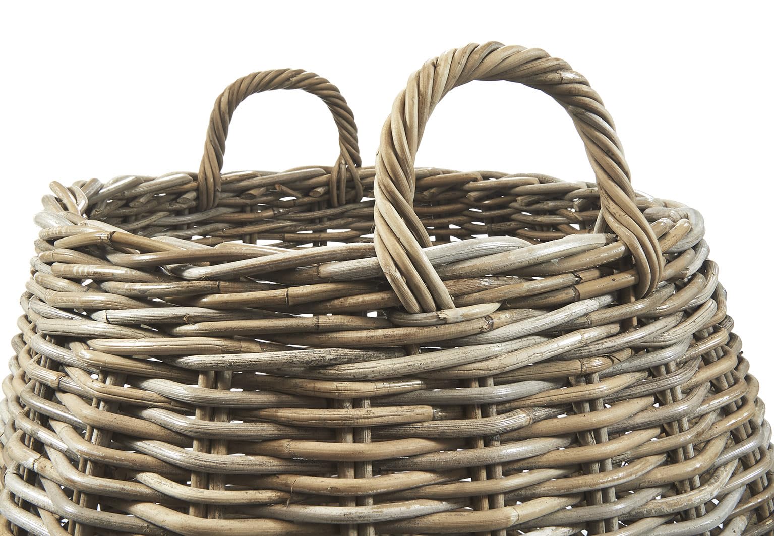 Kobolo Dekokorb Aufbewahrungskorb Korb mit Henkeln aus Rattan Kubu Grey
