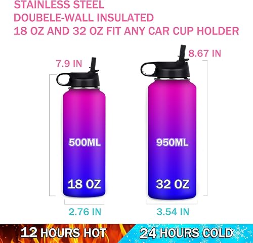 Miniatura 6 de Botellas de agua personalizadas para niños y niñas, botella de agua deportiva de acero inoxidable para la escuela, hombres y mujeres