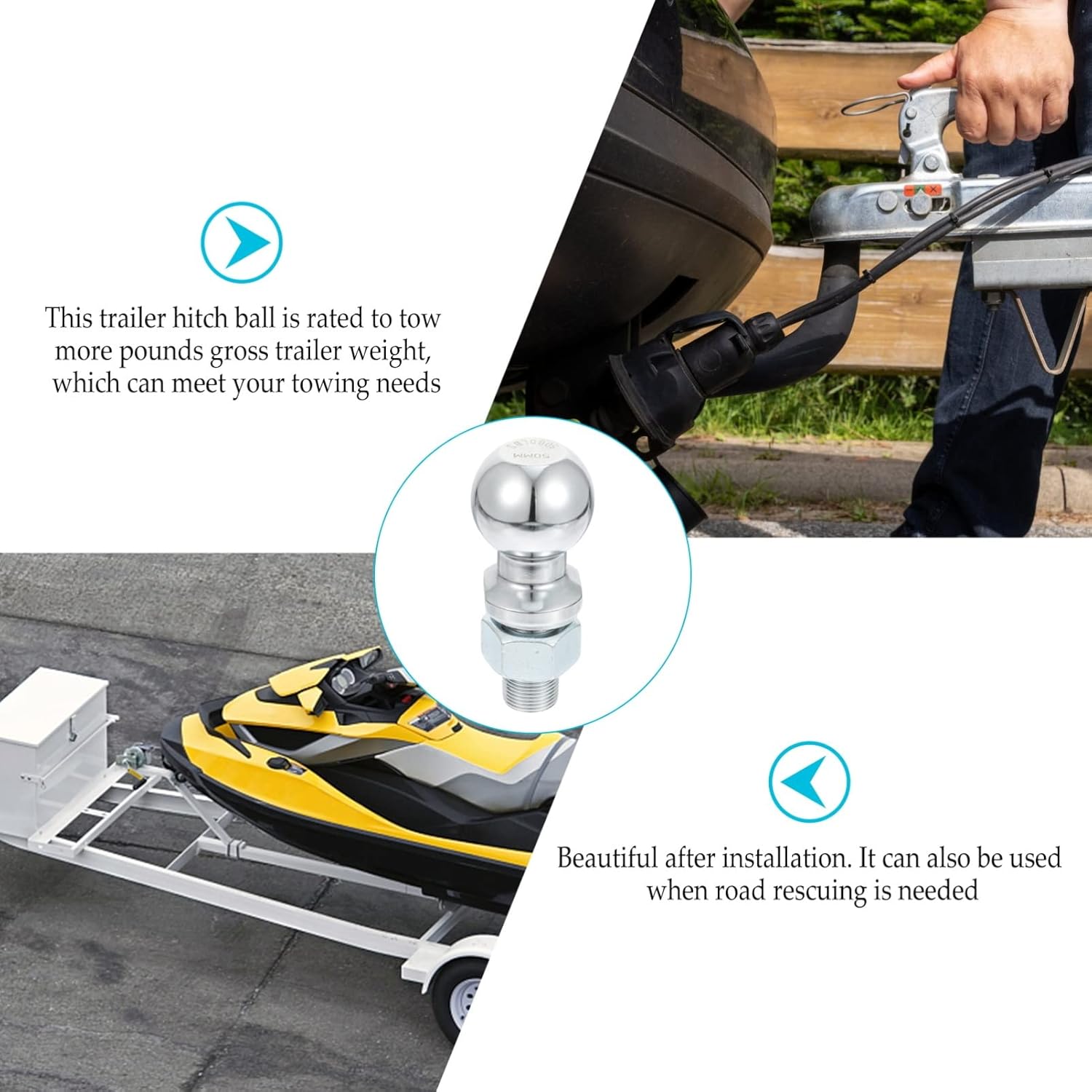 ABOOFAN 5000pounds Trailer Hitch Ball Mount Replacement Tow Ball for Towing Trailer Yacht Accessory