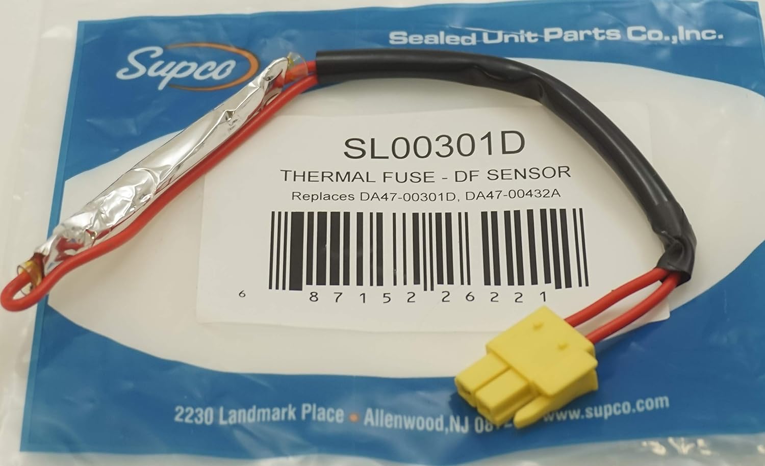 Supco Refrigerator Thermal Fuse Defrost Sensor, DA4700301D, SL00301D Appliances