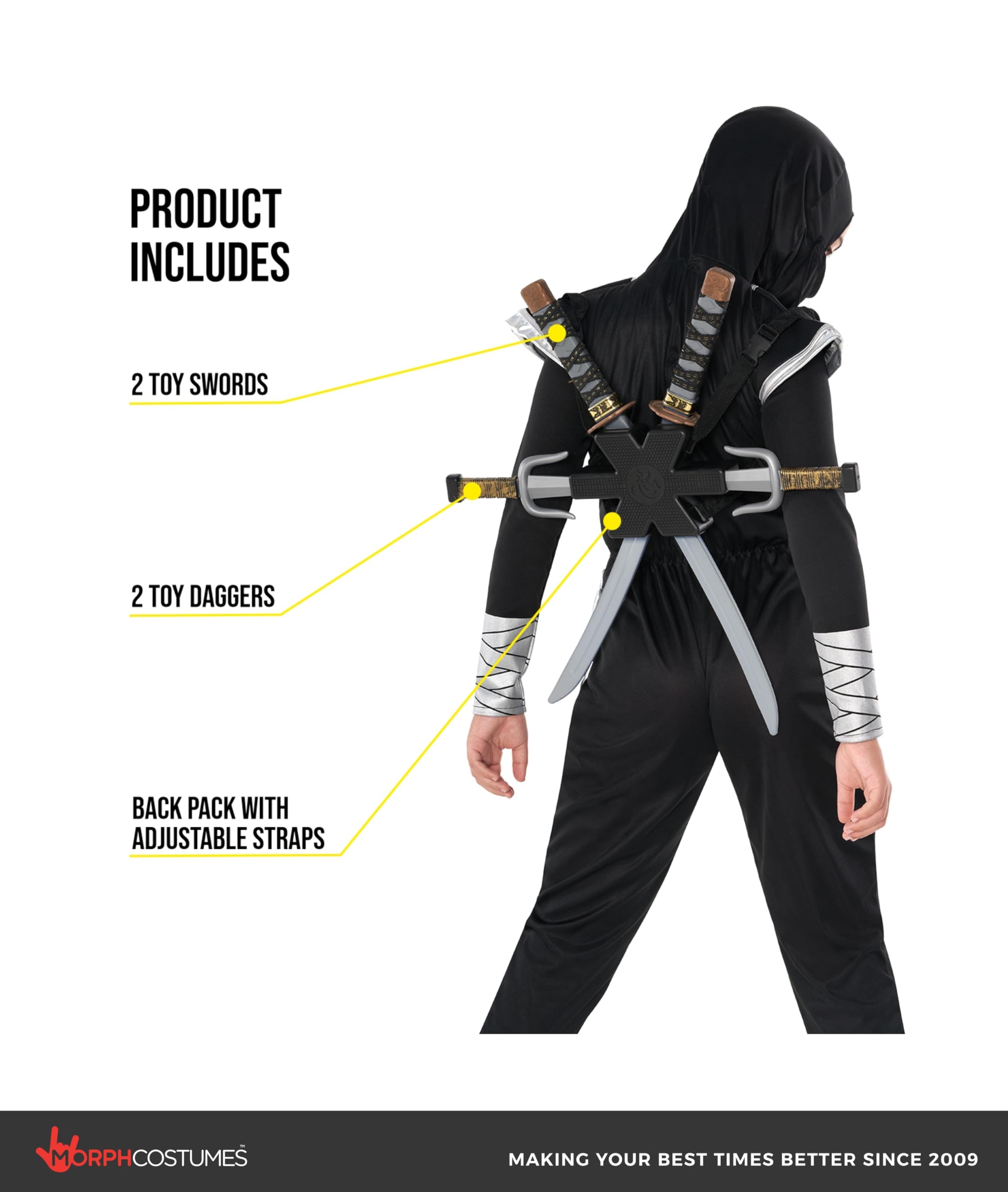 Morph Accessori Spada Ninja Giocattolo, Ninja Carnevale Bambino, Accessori Costume Carnevale Bambini