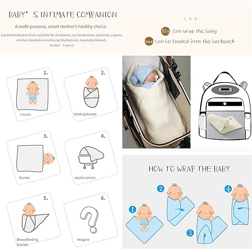 Miniatura 4 de Manta neutra para bebé recién nacido, para niños y niñas, de algodón orgánico, esenciales para bebé, cuna, cochecito blanco, 30 x 40 pulgadas