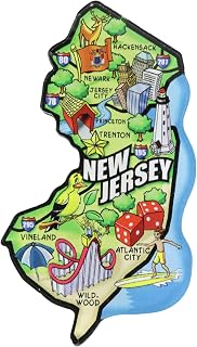 Colorful New Jersey State Map Acrylic Magnet, Fun Travel Souvenir for Fridge Display, Collectible Keepsake, 4 x 2.25 Inches