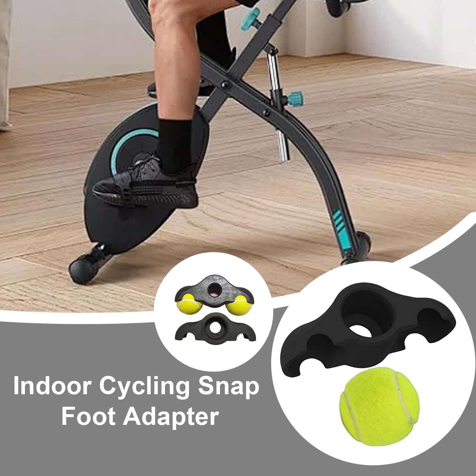 Cycling Snap Feet Adapters - 4PC Cycling Shoe Cleat Covers | Rocker Plate Bike Trainer with 8 Pack Tennis Balls | Anti-Slip Rocker Feet Adapter Set for Indoor Bike Trainers Shock Absorbing